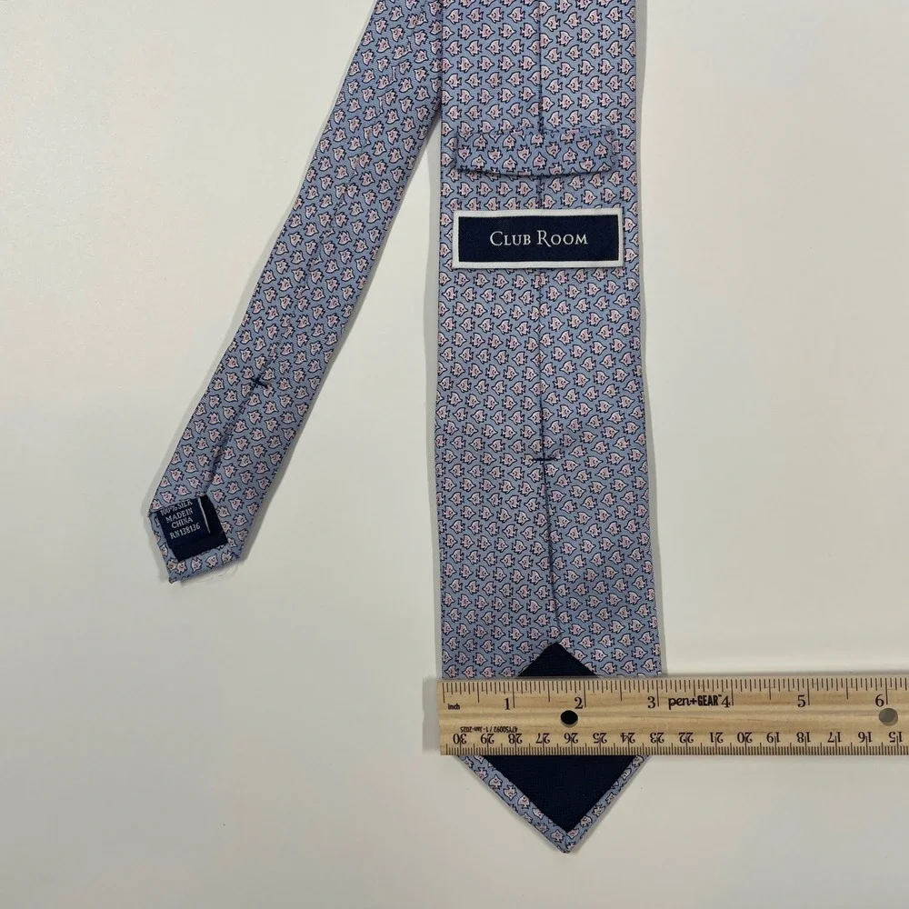 Club Room Blue Pink Fish Novelty Silk Necktie Mens One Size